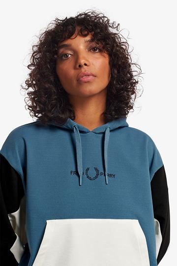 Dámské Mikiny Fred Perry Colour Block S Kapucí Šedé Blankyt | CZ 1050YXFU
